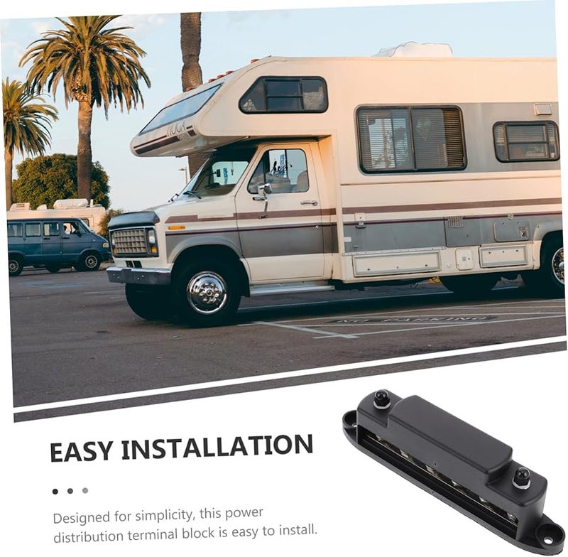 Black Power Distribution Terminal Block High Conductivity Busbar for RV Yacht Automotive Easy Installation - Image 3